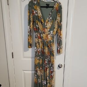 Forever 21 Multicolored Wrap Tie Front Maxi Dress